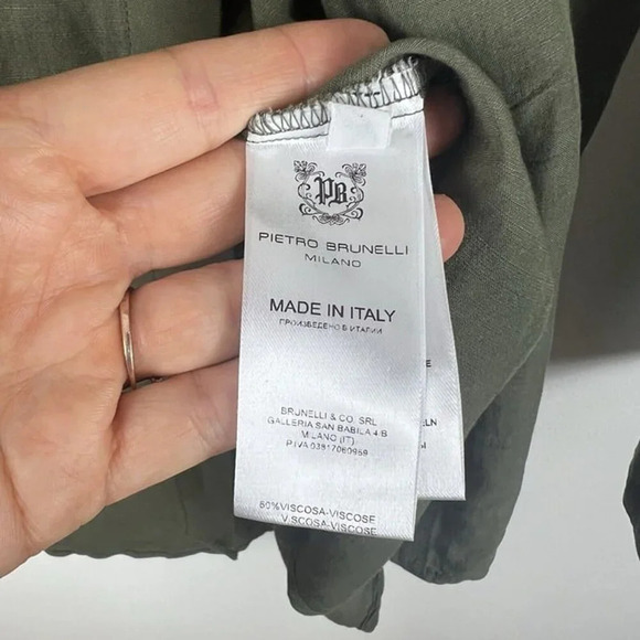 Pietro Brunelli Oversized Linen Blend Button Up Shirt Olive Green Sz S Lagenlook - Picture 5 of 12